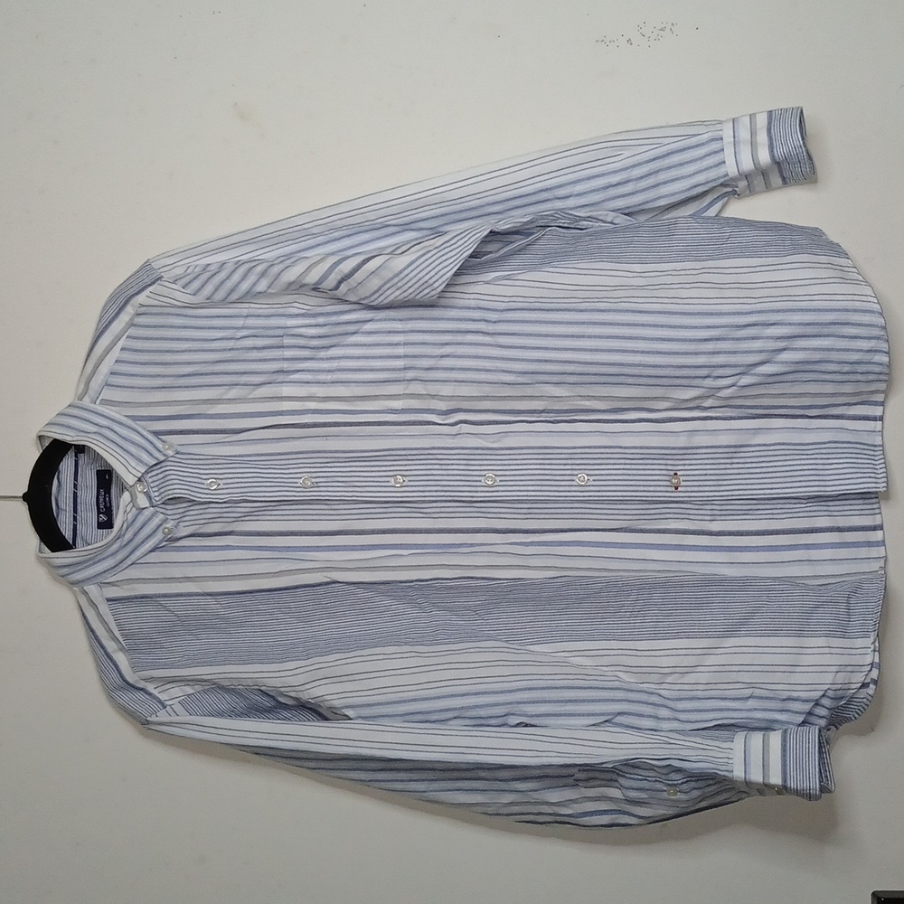 Cremieux Classics Blue & White Striped Long Sleeve Button Down Shirt Size Large